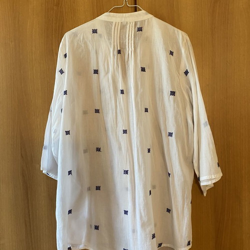 Semi-transparent embroidered shirt XL, white and blue, new