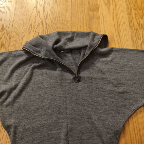 Daniele Alessandrini Grey Wool Pullover Sweater Like New, Batwing Sleeves