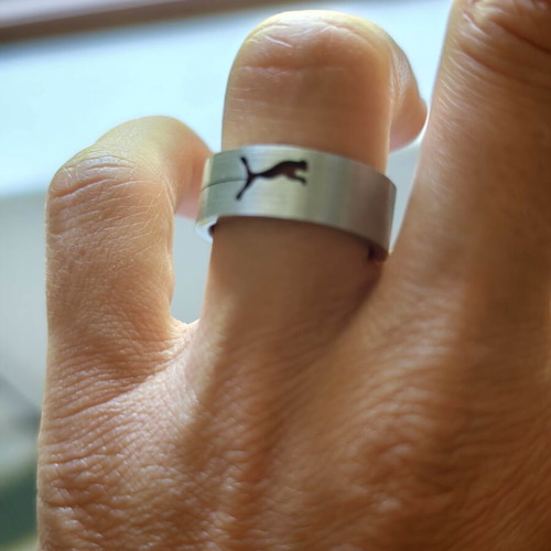 Medical Steel Ring with Puma Design, Matte Finish