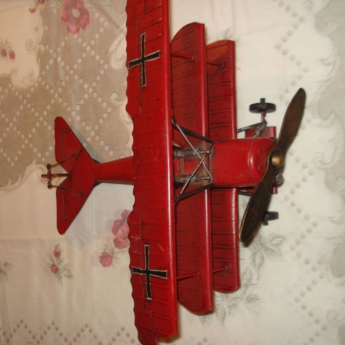 Vintage Metal Decorative Triplane "Red Baron" Fokker Dr.I | Handmade World War I Model