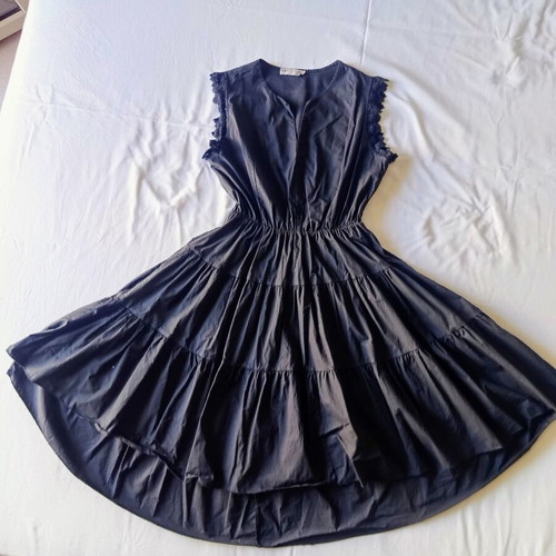 Black asymmetric dress New Collection Italy used with lace sleeves