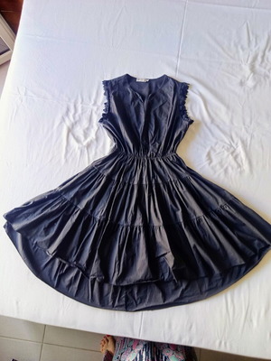 Black asymmetric dress New Collection Italy used with lace sleeves