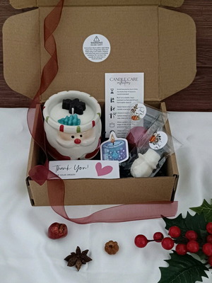 Ceramic Santa Claus Candle Set 180ml with Kurabies and Gingerbread Aroma