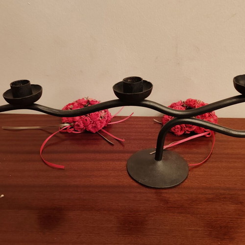 Fer Forgé Metal Candlestick Set like new with free mirror