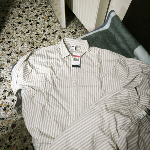 Nike sportswear Chill poplin set pants and shirt new size L white beige