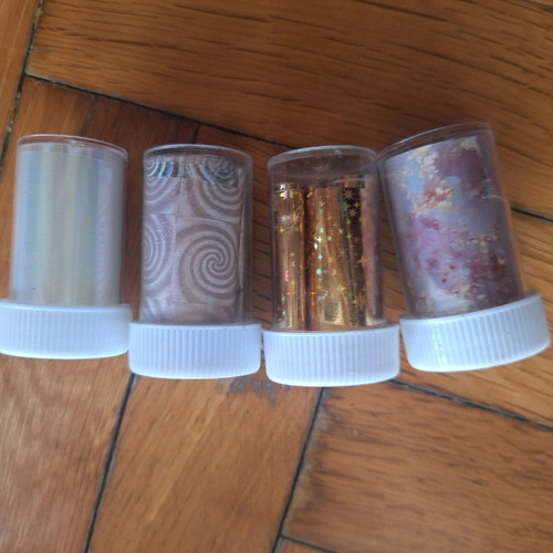 Nail decorations new with foil and powders