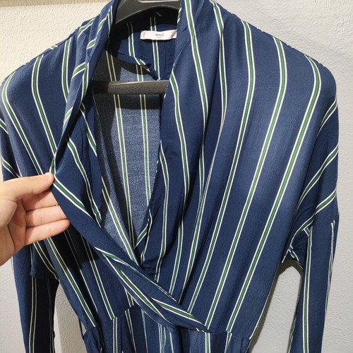 Mango suit women's jumpsuit like new, size Large, blue stripes