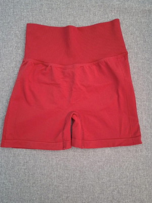 High-waisted dark red sports shorts like new, butt lift design, size S