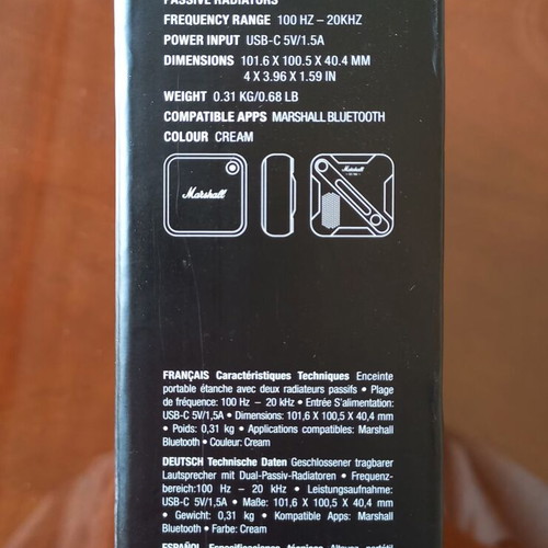 Marshall Willen Bluetooth Speaker 10W new, portable, waterproof, beige