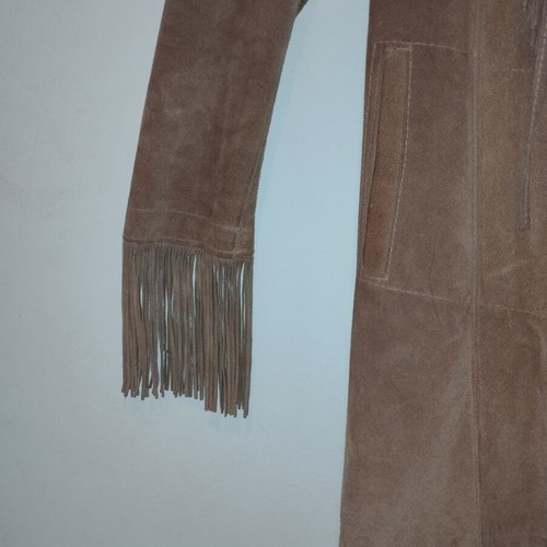 Leather coat with fringes, brown, size M
