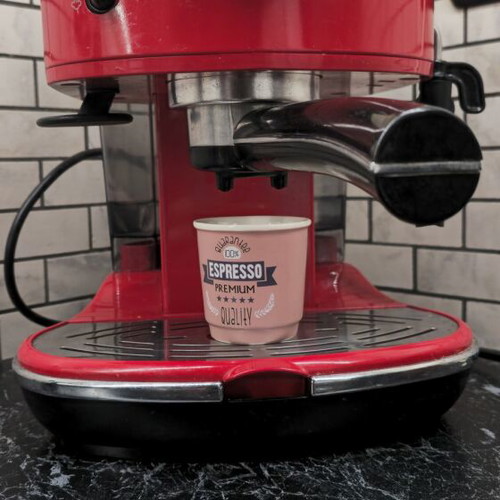 De'Longhi Espresso Icona Eco coffee machine used, 1100W, 15bar, red
