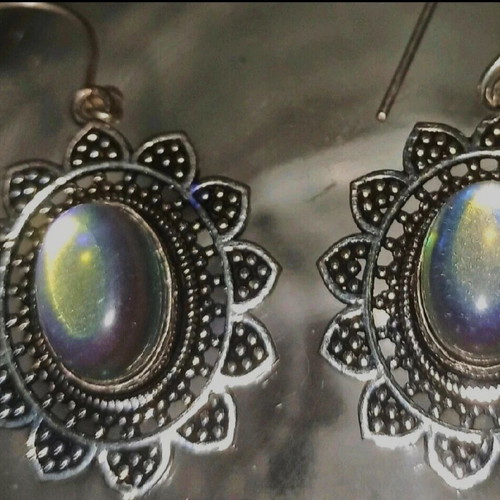 Handmade Large Dangle Earrings from Ioannina in 925 Sterling Silver with Moonstone new