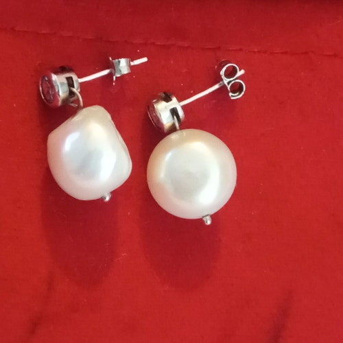 Silver 925 earrings with pearls and zirconia
