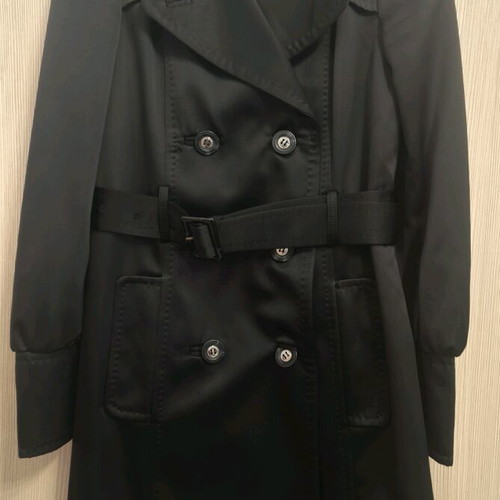 Mango black shiny trench coat, size S