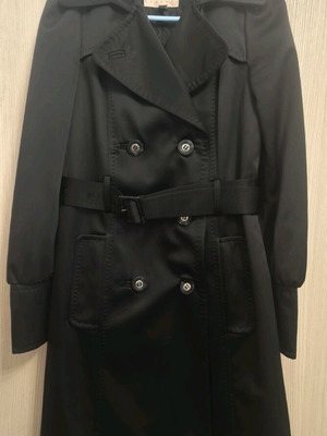 Mango black shiny trench coat, size S