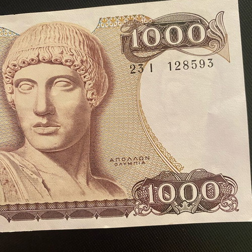 1000 Drachmae 1987 used banknote in very good condition