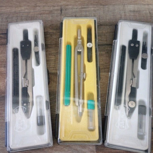 Vintage compass sets, three pieces new