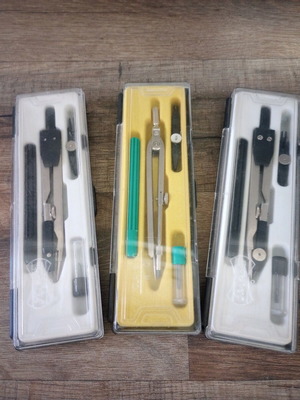 Vintage compass sets, three pieces new