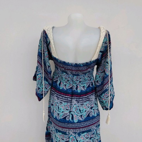 Printed dress size L like new, blue multicolor