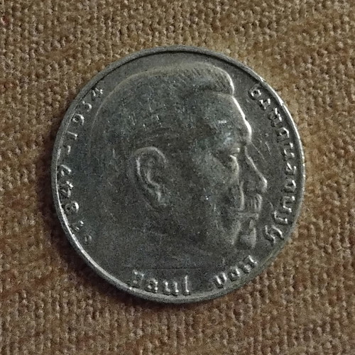 Germany 2 Mark 1937 Silver Coin Double Die Reverse Error