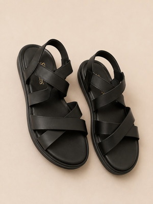 Women's black sandals, size 37
