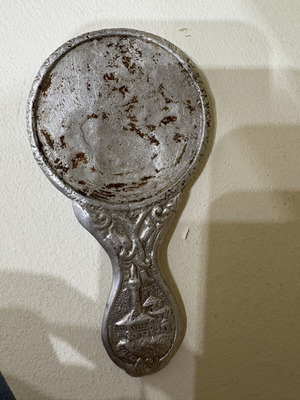 Silver Hand Mirror from Ioannina 1960 Refurbished, Antique with Broken Glass