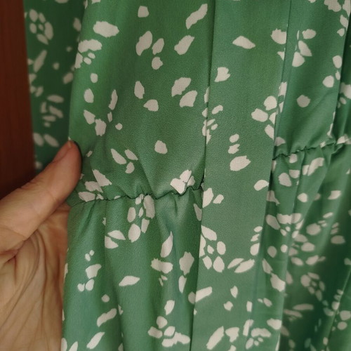 Shein long dress S size like new, green with white details