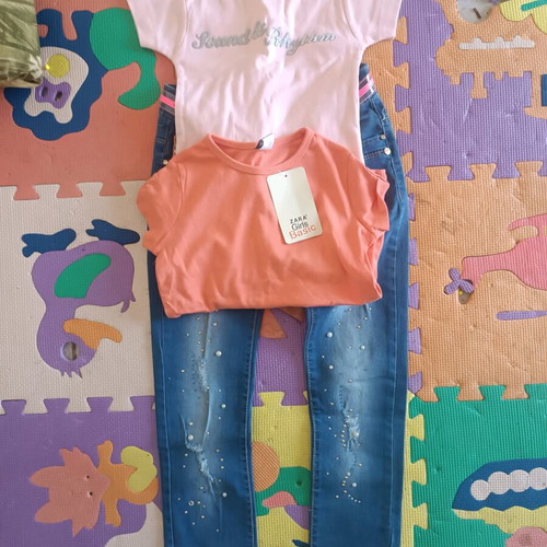 Zara set with pants and 2 blouses new, size 3 multicolor