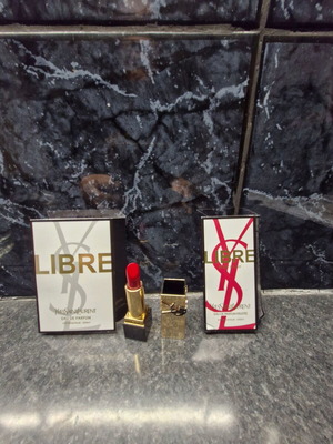 Ysl Rouge Pur Couture lipstick shade RM and 2 Libre perfume samples new