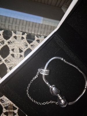 Pandora safety chain bracelet, silver