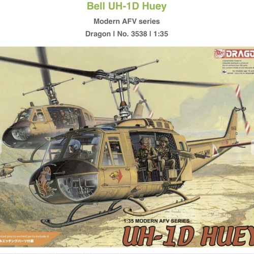 Bell UH-1D Huey model kit new, 1/35 scale Dragon No. 3538