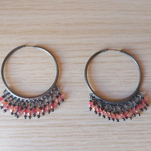 Hoop earrings used, multicolor, diameter 4cm, length 6cm