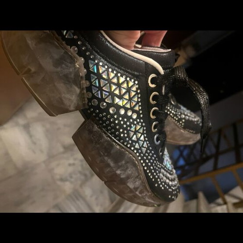 Athletic shoes like new with rhinestones size 41 black and silver