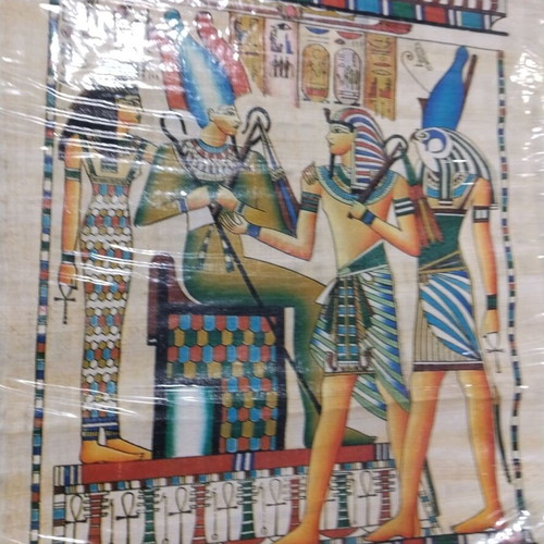 Egyptian papyrus set of 3 pieces like new with mythological scenes