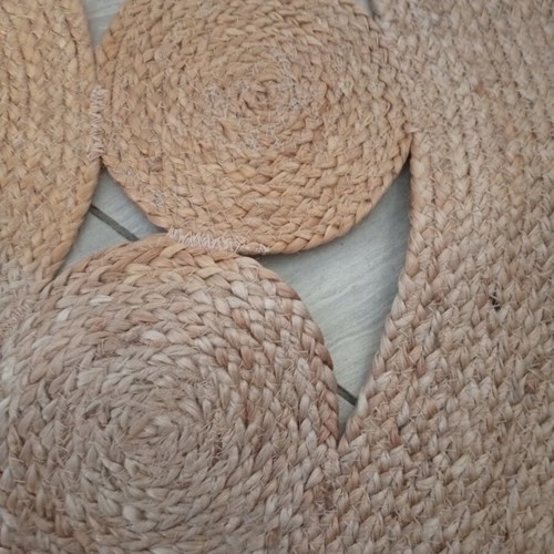 Boho straw round carpet 78x78, new