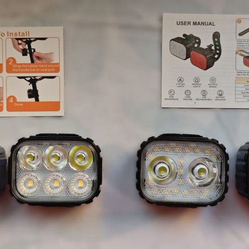 USB Rechargeable Bicycle Lights Set New, Front and Rear LED Waterproof