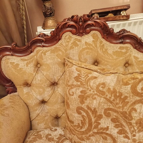 Living room set used with three-seat sofa, armchairs, chairs and handmade table