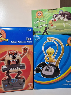 Συλλεκτικά τηλέφωνα Looney Tunes καινούργια, Taz, Tweety, Sylvester