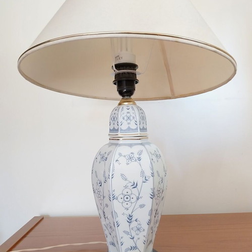 Limoges porcelain table lamp set with vase and ashtray like new