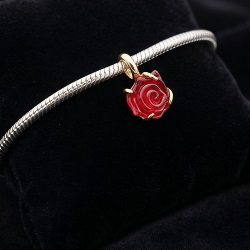 Charm Beauty & Beast enchanted rose with 14K gold plating new
