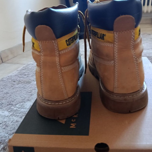 CAT men's boots size 41 used, yellow leather, wide fit