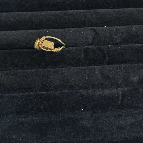 Handmade ring from brass with golden pyrite stone, made to order