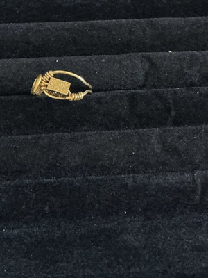 Handmade ring from brass with golden pyrite stone, made to order