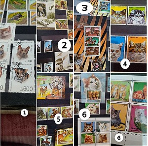 Παλιές Συλλογές άγρια ζώα,γάτες,πουλιά γραμματοσημα