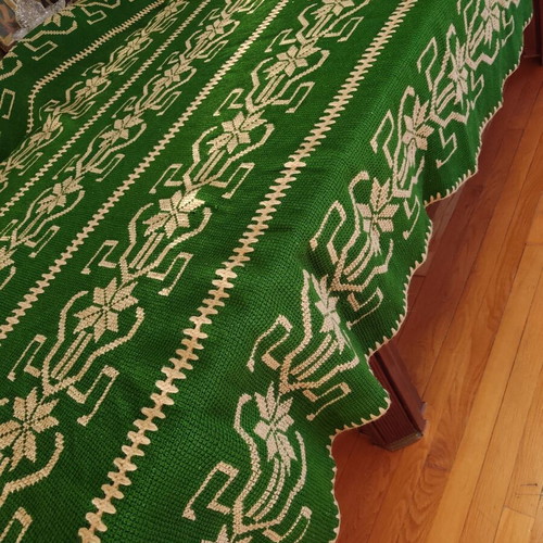 Traditional wool knitted blanket used 180x210 cm handmade