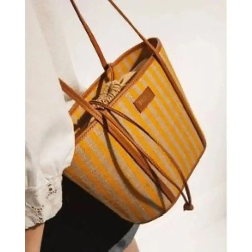 Balzac Paris shoulder bag new, yellow and beige stripes, raffia