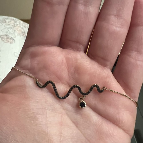 14K rose gold necklace with black zircon, unworn