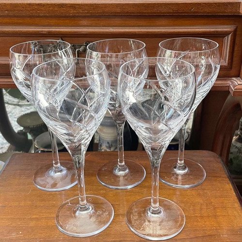 Luxury wine and water crystal glasses set of 5, excellent condition