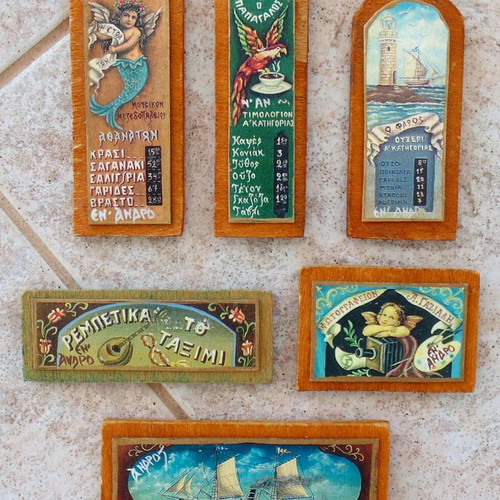 Fridge magnets used, set of 6 souvenirs from Andros