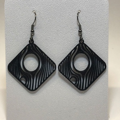 3D Printed Earrings Black New with Tribal Design
